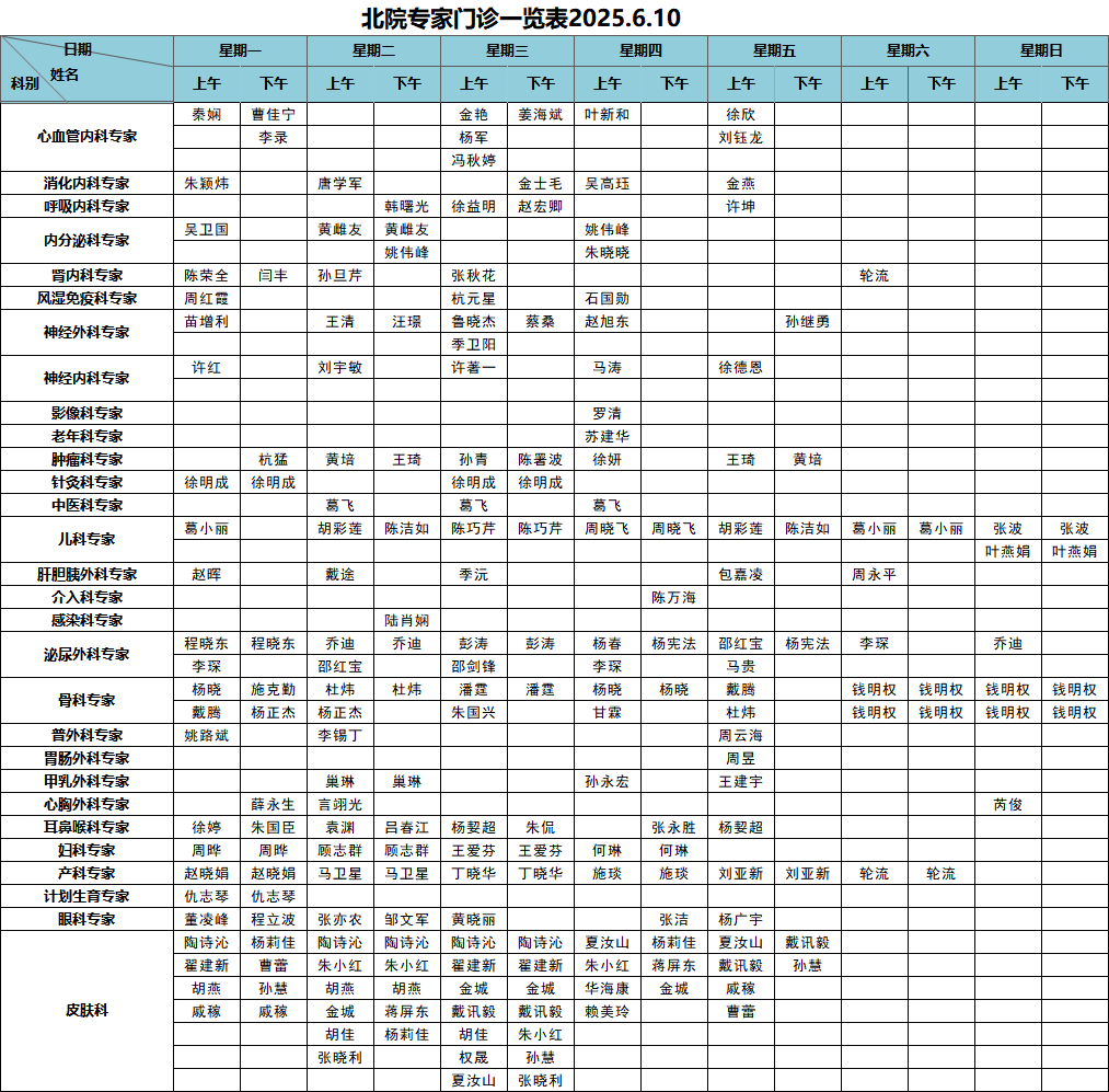 3.北院专家门诊一览表2025.6.10.png